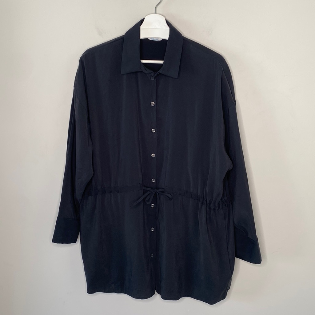 Primark Black Button Up Shirt With Drawstring Adjustable Waist